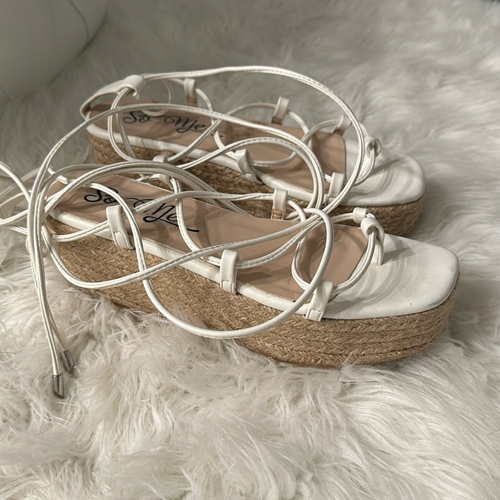Wrap around flat wedge sandal